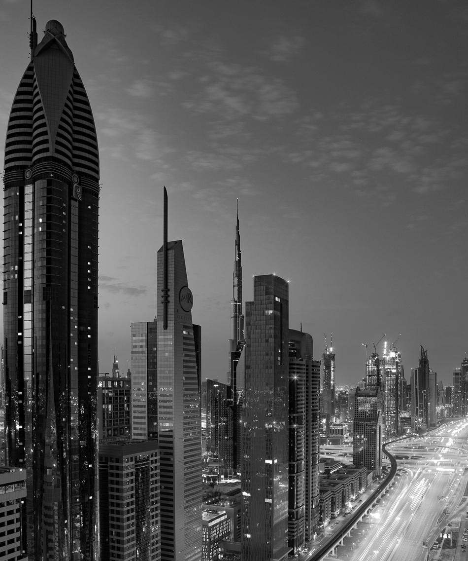 Dubai skyline at dusk